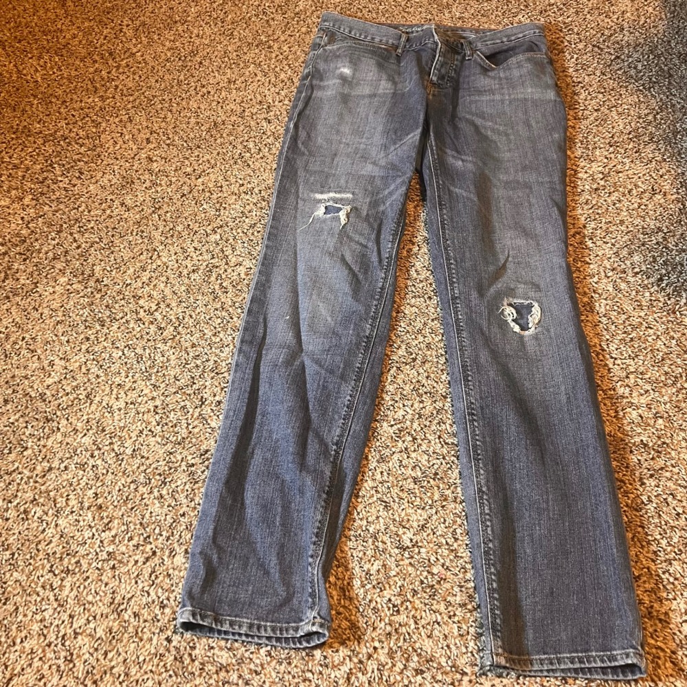 Eddie Bauer Relaxed Boyfriend Distressed Blue Jeans Women's Size 4
